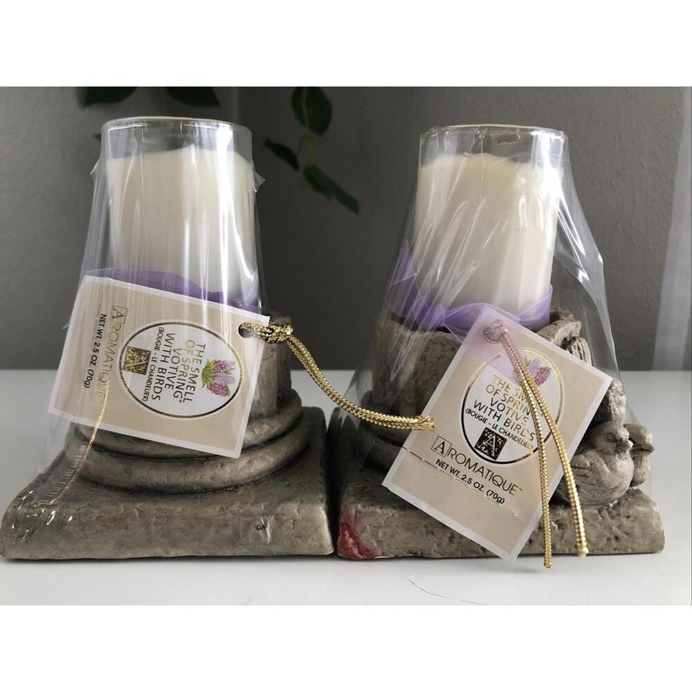 Aromatique The Smell of Spring Candle Votive With Birds Scented NEW Set of 2 P8